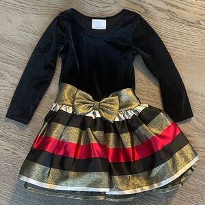 Bonnie Jean Black and Gold Striped Dress